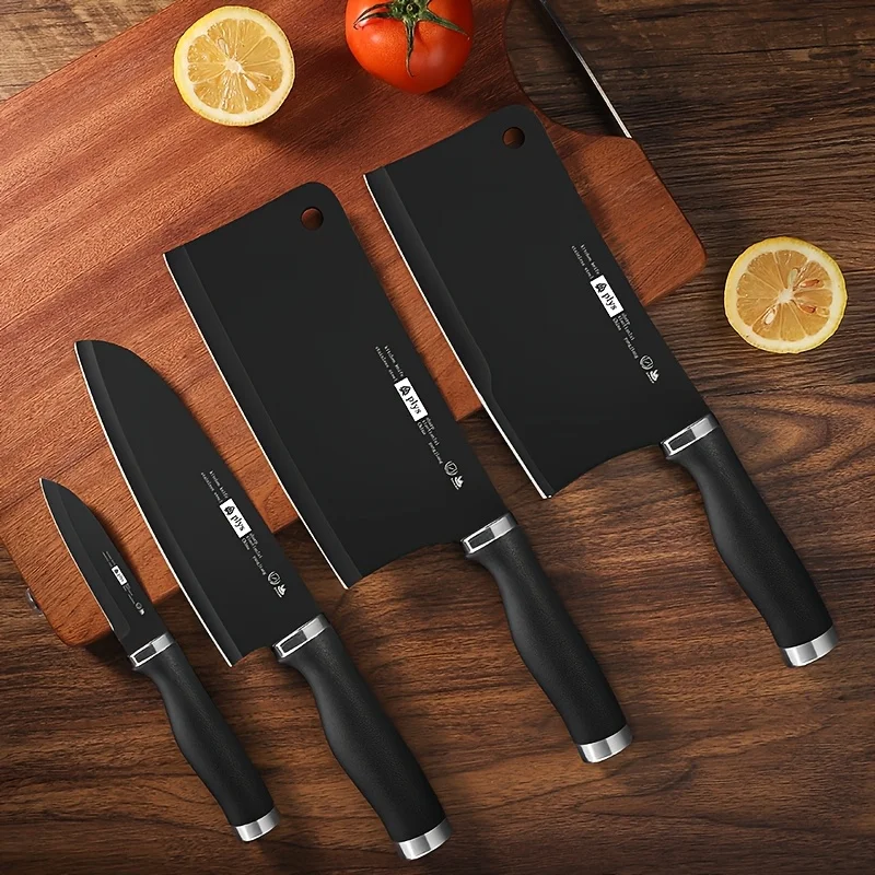 4Pcs Premium Kitchen Knife Set, High Carbon Stainless Steel Meat Cleaver Knife, Sharp Slicing Knife, Professional Chef Knife