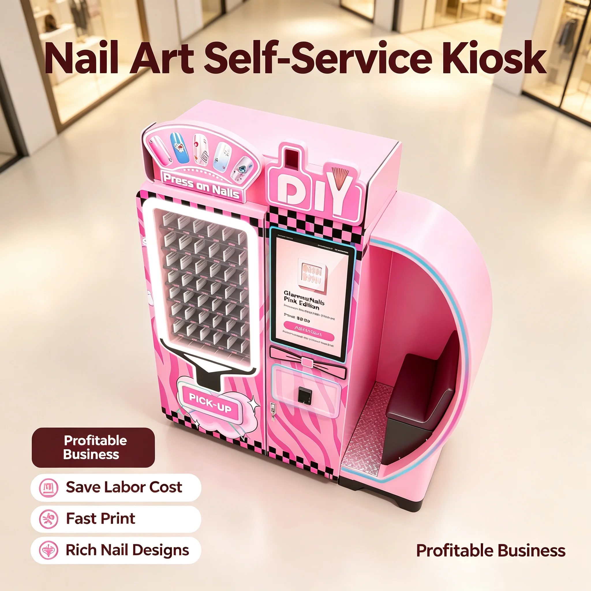 Commercial Nail Printing Machine - Kommerzieller Nagelkunstdrucker-Verkaufsautomat, Maßgeschneidertes 3D-DIY-Druckgerät für Start-ups