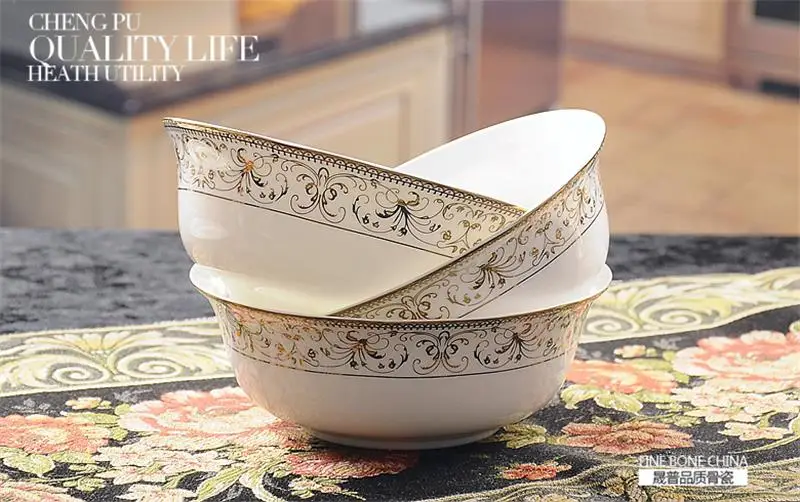 3pcs, 6 inch, gold butterfly banding, bone china serving bowls, porcelain japanese soup bowl for dinner serving, cooking tool