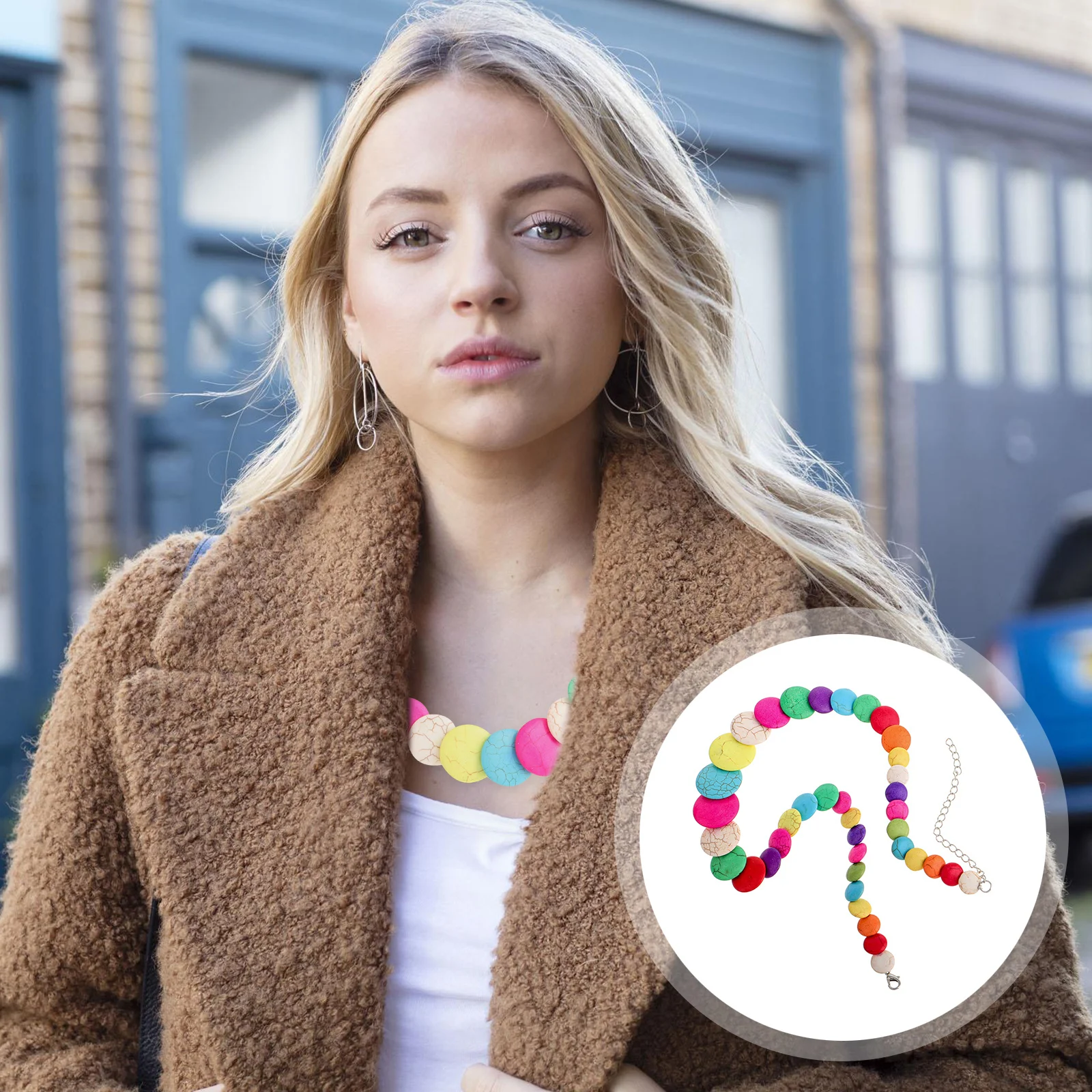 

Clavicle Chain Colorful Stone For Women Durable Beach Jewelry Multicolor Beaded Collarbone Summer Accessories Sand Necklace Boho