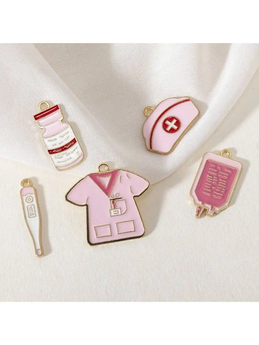 5PCS Mixed Nurse Medical Set Pendants for Jewelry Making DIY Necklaces Bracelets Keychains Craft Making, Medical Theme Pendants