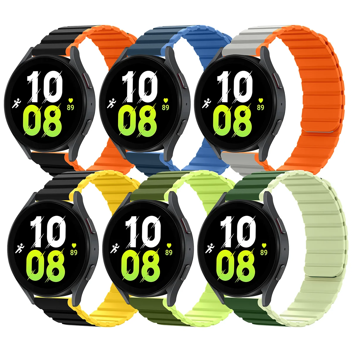 20mm 22mm band For Samsung Galaxy watch 6/5 pro/4/Classic/active 2 Magnetic Loop Silicone link bracelet huawei GT 2-2e 3-4 strap