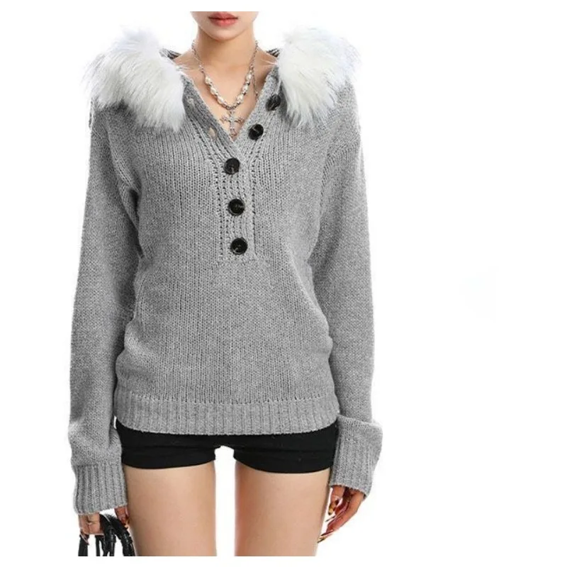 

Gray Hottie Sweater - 2025 New Autumn Henry Style, Korean-style Knitwear, Slim-fit, Figure-flattering, High-end Top