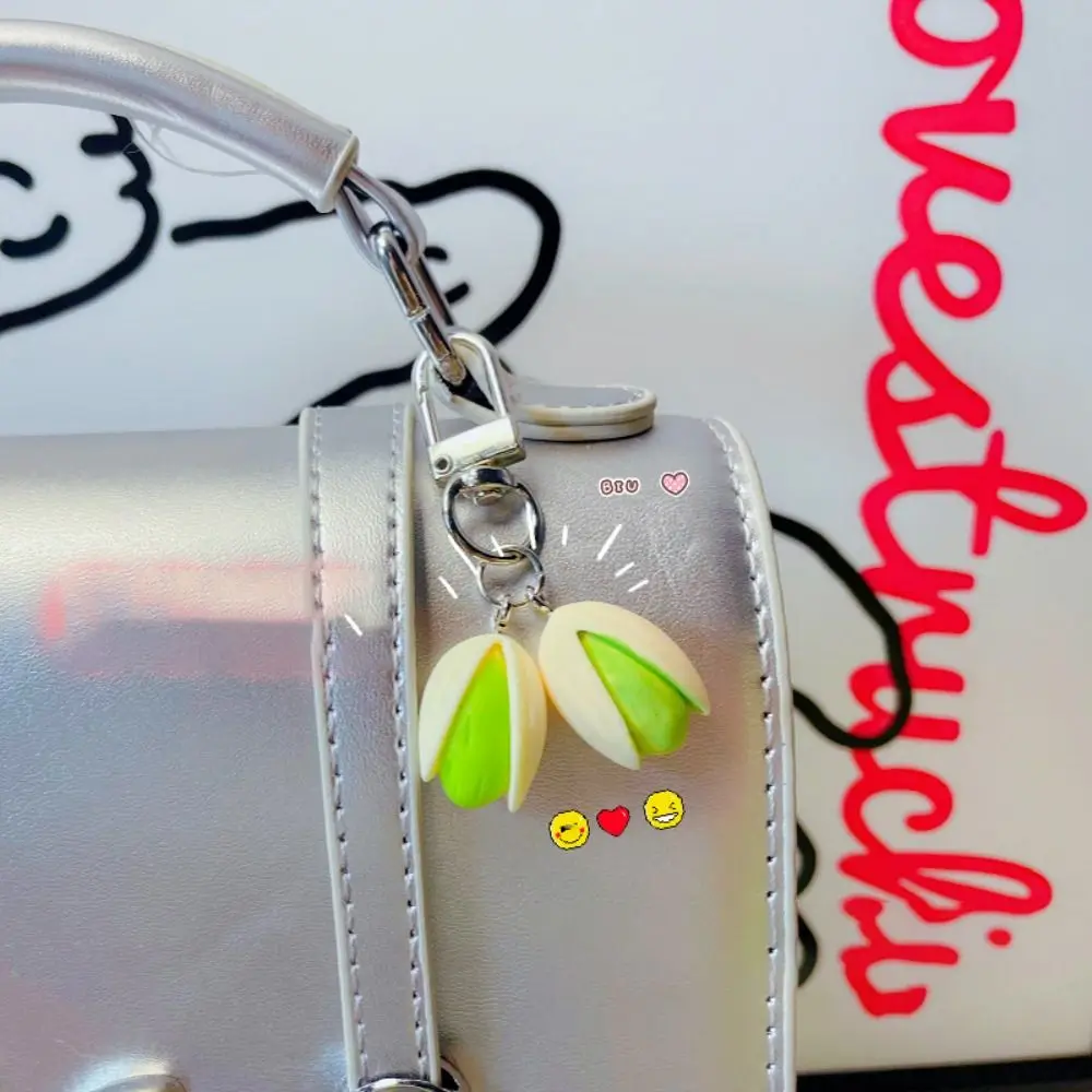 Gifts Funny Food Keyring Pistachio Keychain Car Key Holder Are You Happy? Nut Keychains Creative Backpack Pendant