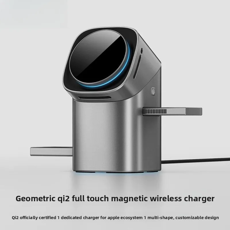 Qi2 3-in-1 Touch Rotation Wireless Charger 15W Magnetic Station for Phone Watch Earbuds Desktop