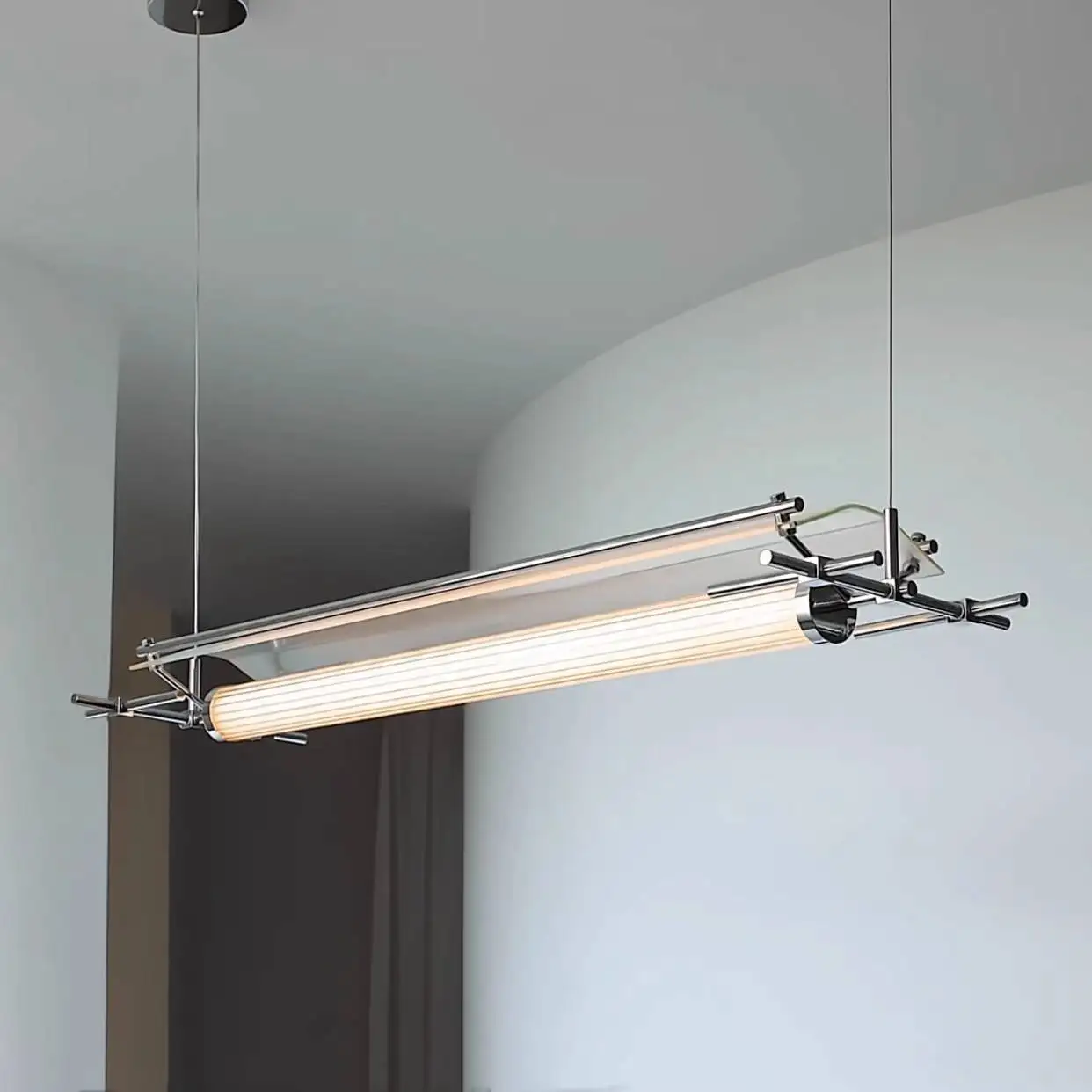 Designer Restaurant Chandelier, Modern Simple Dining Table Minimalist Stool Lamp Studio Long Single-line Island Bar Table Lamp