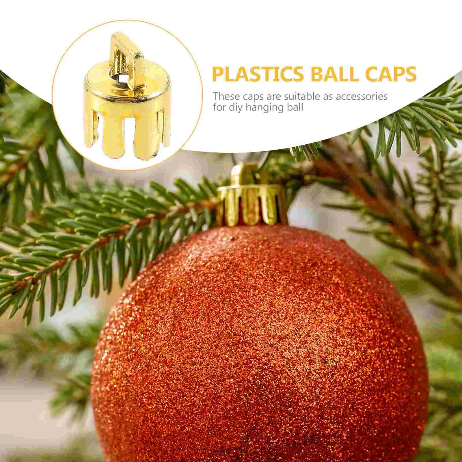 12 Pcs Ball Pendant Caps Special-shaped Decorative Cover Clear Ornaments Christmas