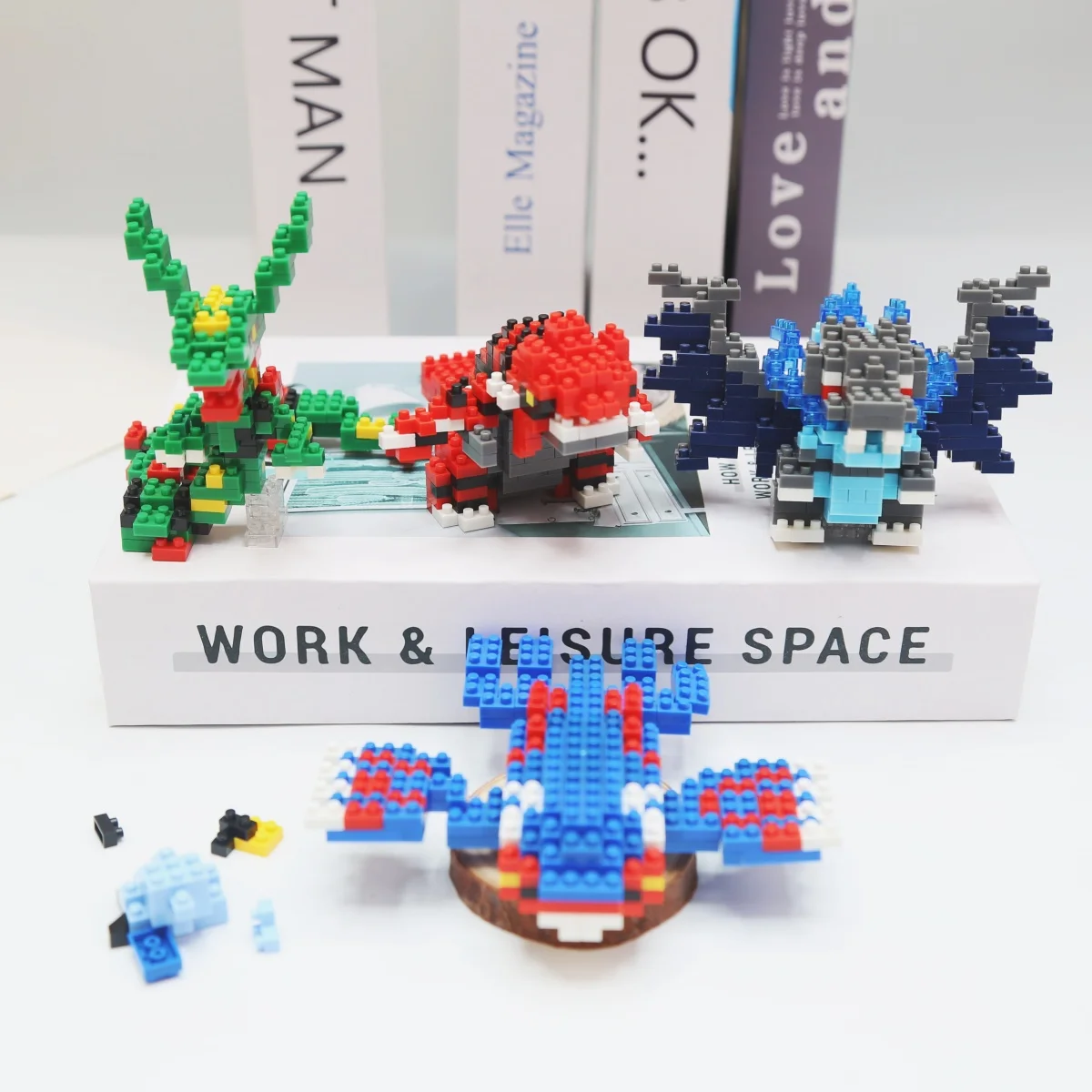 Pokemon Small Blocks Nanoblock Charizard Kyogre Groudon Rayquaza Model Education Graphics Toys For Kids Birthday free shipping