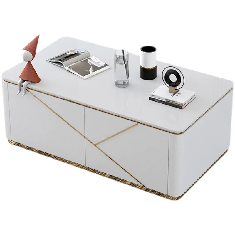 

Light luxury coffee table, modern living room household square coffee table, rock slab square tea table