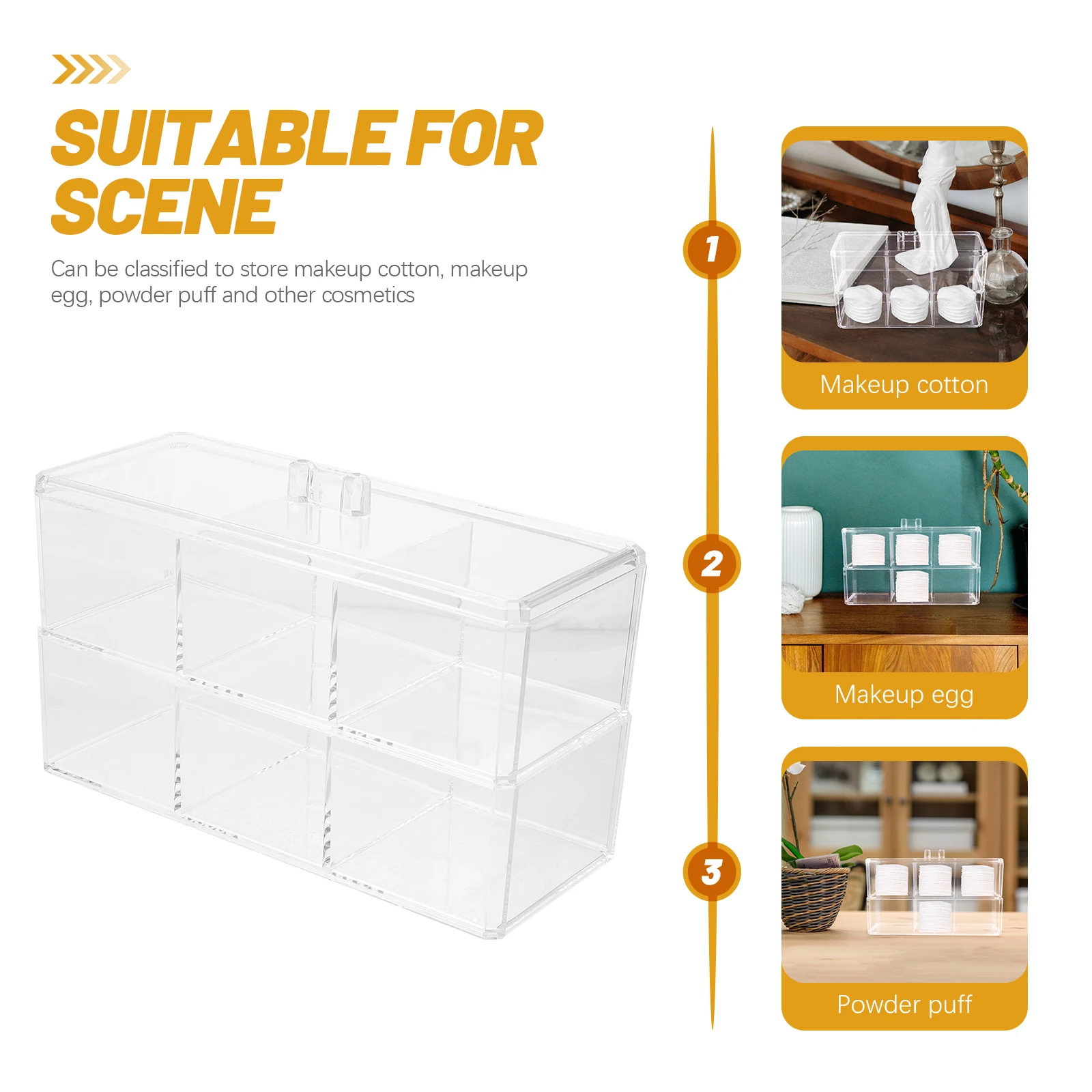 

Acrylic Cotton Storage Box 2 Layers 6 Grids Makeup Sponge ganizer Clear Powder Puff Container Home Bathroom Use