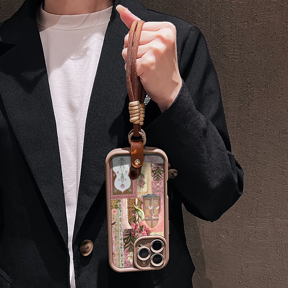 Islamische Kunst Rosa Handyhülle für Samsung Galaxy S26 S21 S25 S24 S23 S22 Ultra Plus FE Hülle A16 A36 A54 A55 A56 mit Lanyard Funda – Detail 5