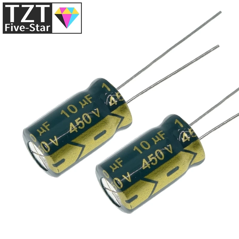 10/30 قطعة الألومنيوم مُكثَّف كهربائيًا 10 فائق التوهج 450 فولت 10*17 مللي متر عالية التردد شعاعي مُكثَّف كهربائيًا