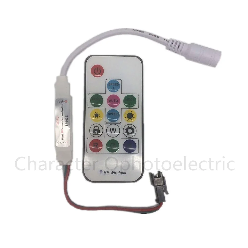 5 pcs SP103E DC5V/12v WS2801 WS2812B DC12V 2811 Mini Digital RGB LED Strip Controller 14Key RF Wireless Remote 2048Pixels LED