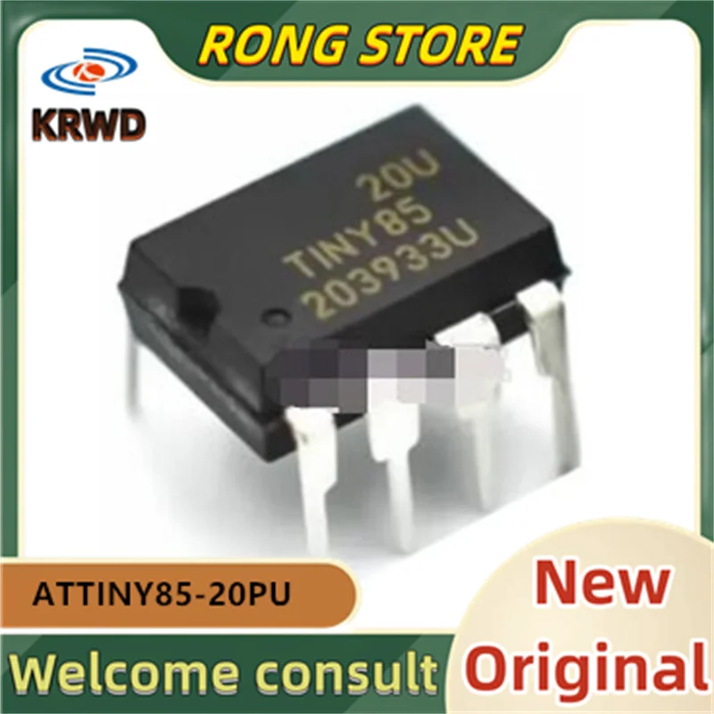 오리지널 칩 IC ATTINY85-20PU, ATTINY85, DIP-8 MCU, 8 비트 제어 MCU, 10 개