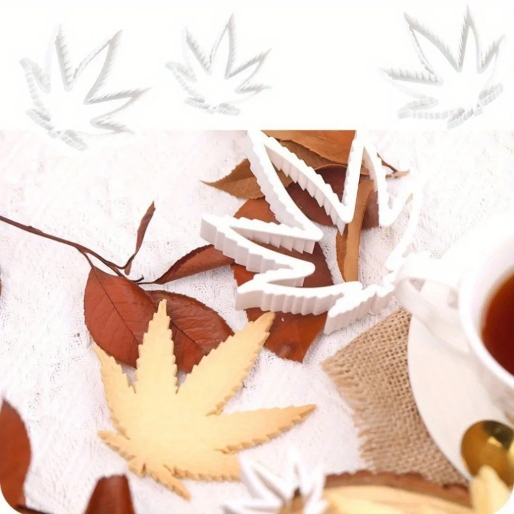 3Pcs Maple Leaf Fondant Cutters Set  Autumn Fall Leaves Shaped Plastic Molds  DIY Sugarcraft Clay Cake Decorating Baking Tools