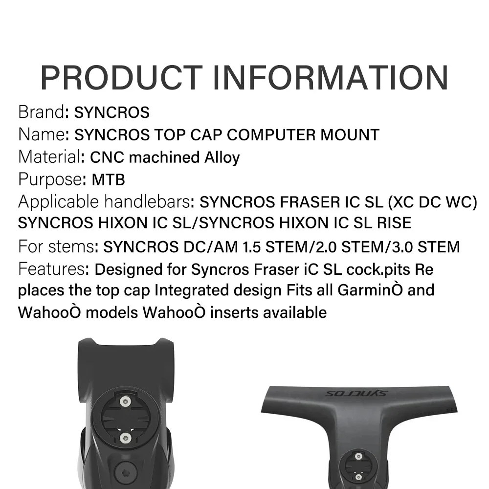 SYNCROS Bike CNC Aluminium Top-Cap Computerhalterung 0 Grad Fraser IC SL WC/DC/XC Lenker XC Vorbau 1,5/2,0 Garmin/Wahoo/Bryton – Detail 2