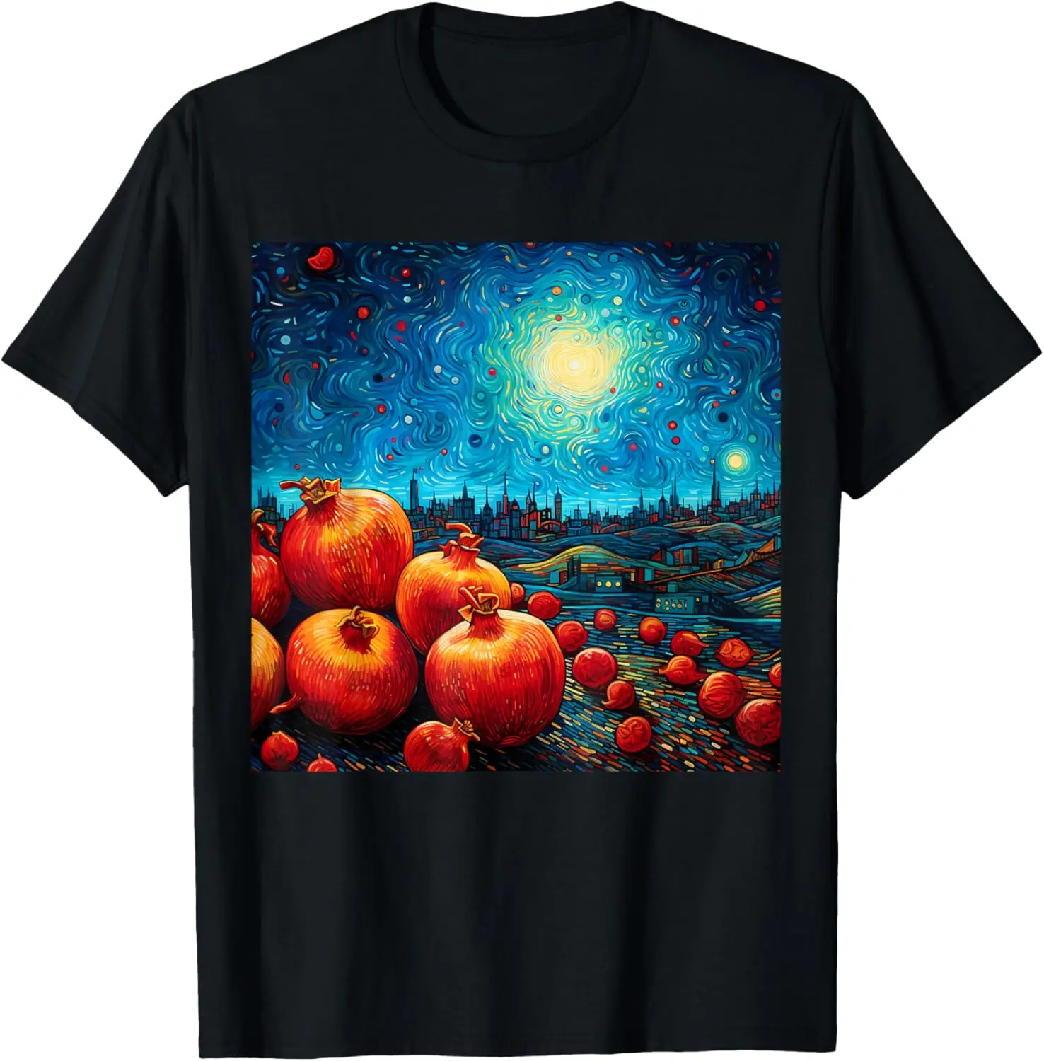 Surreal Starry Night Pomegranate T-Shirt