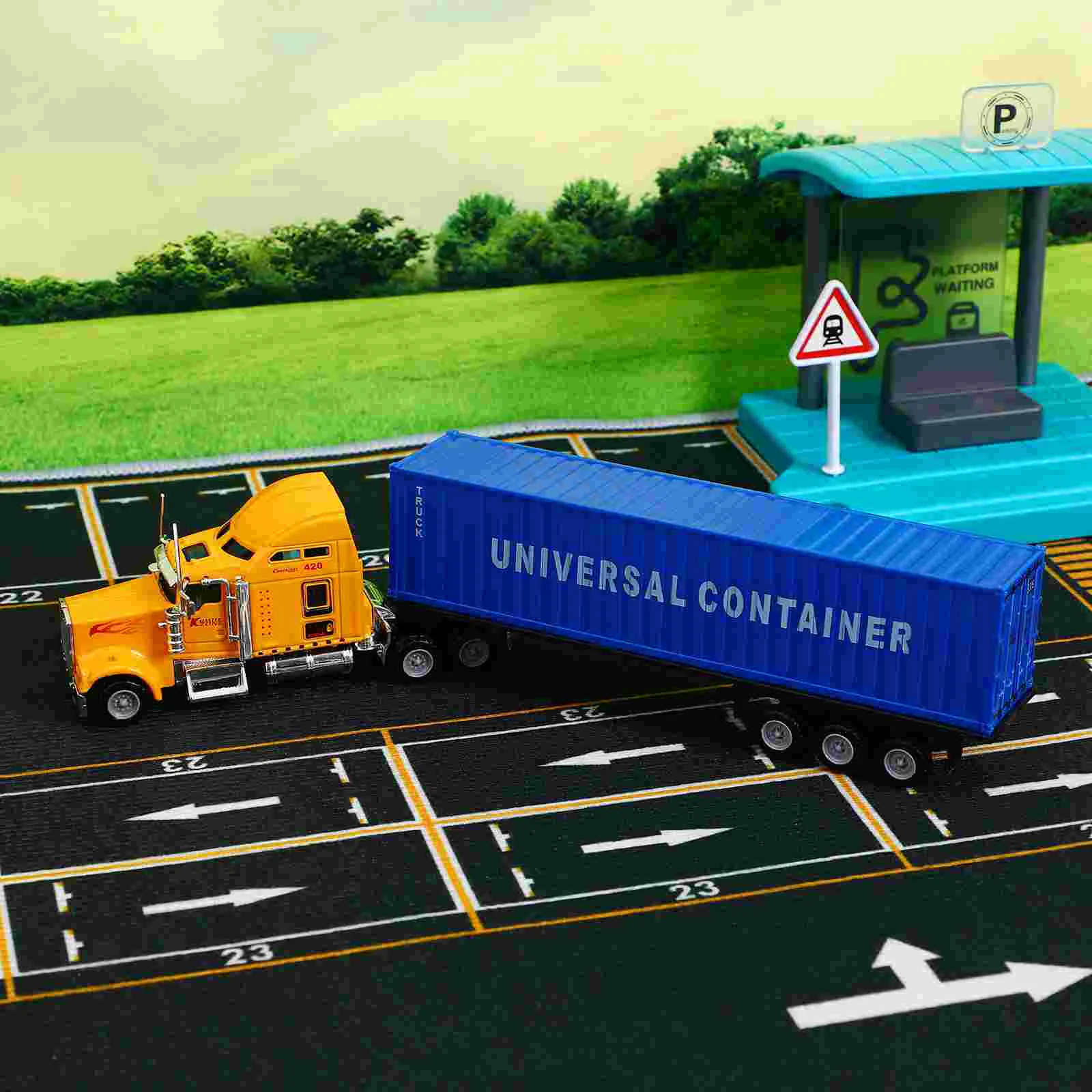 Semi Truck Toy Model Trucks Little Blue Children’s Toys Large Diecast Engine Alloy Kits with Trailers for Boys Cars Childrens