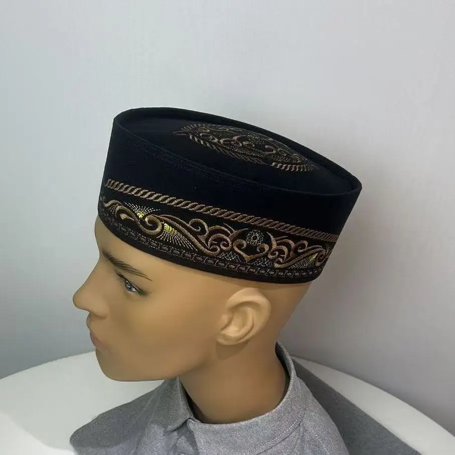 Peci Muslim Pria Pakaian Produk Pajak Turki Sholat Malaysia Topi Kippa Islami Kufi Topi Hitam 03625