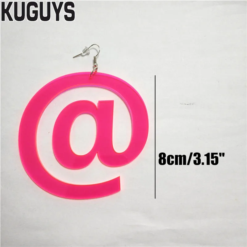 Big Dangle Drop Earrings for Women Girls Neon Green Hot Pink Round Fashion @ Jewelry Acrylic HipHop Dancer DJ DS Accessories