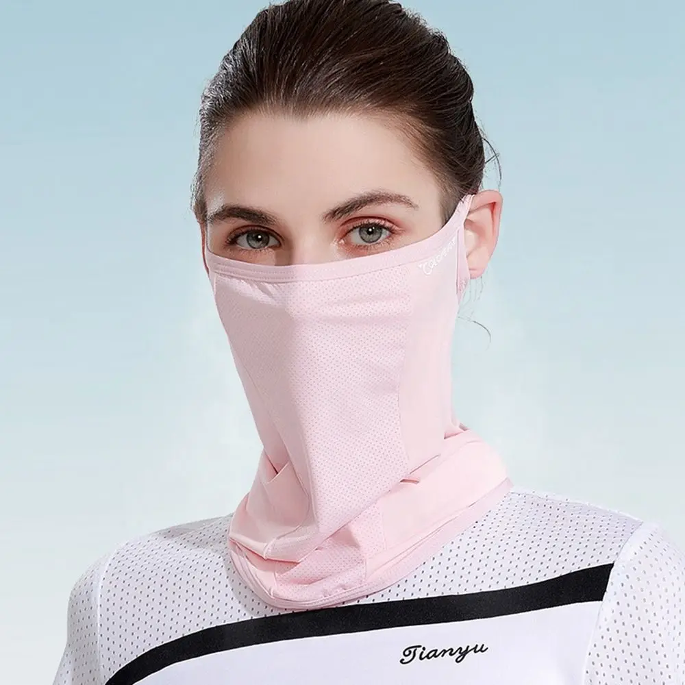 Summer Face Scarves For Men Hiking Golf Solid Color Riding Sunscreen Face Scarf Neck Wrap Cover Face Cover Ice Silk Mask