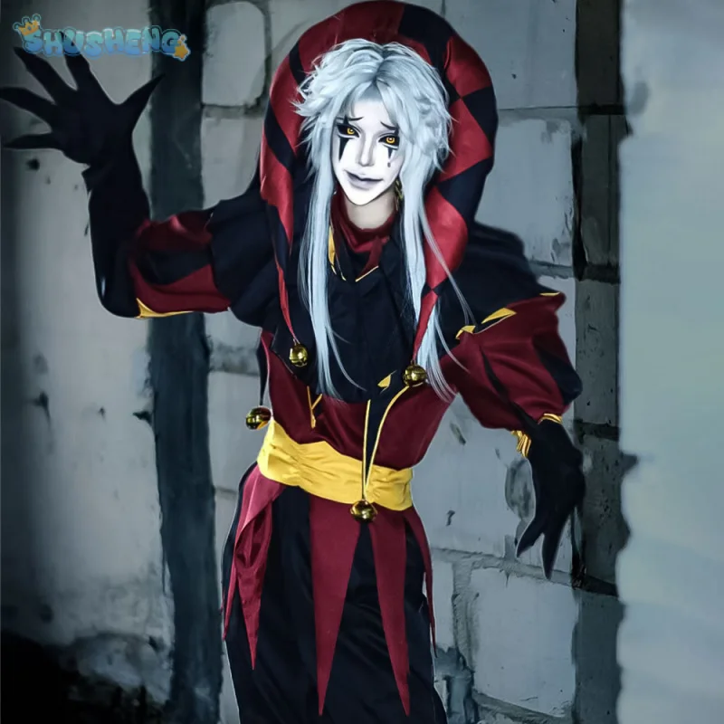 

Pierrot Cosplay joker Costumes Game Freak COS Circus Role Play Clown Uniform Halloween Carnival Party Outfit For Men Woman