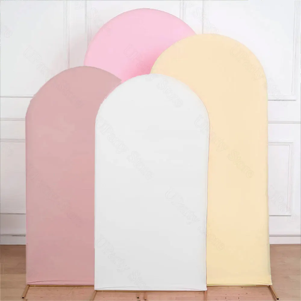 Couverture d'arc en tissu Chiara 6 ~ 7.2 pieds, blanc crème, Rose poussiéreux, couverture de support d'arc d'arrière-plan pour anniversaire, réception-cadeau pour bébé, décor de mariage