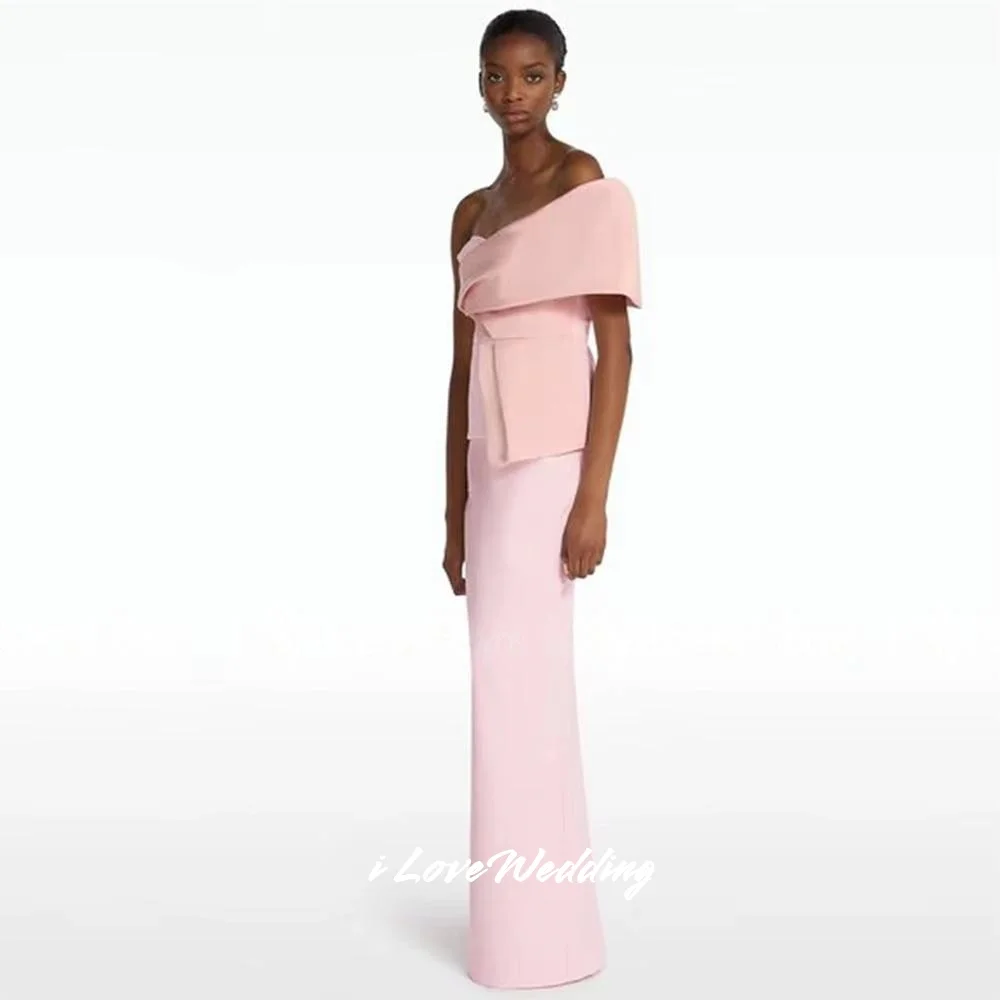 Robe de soirée rose asymétrique épaule dénudée, en Satin, dos ouvert, plissée, sirène, élégante, longueur au sol, fendue, robe de soirée de mariage, personnalisée, 2025