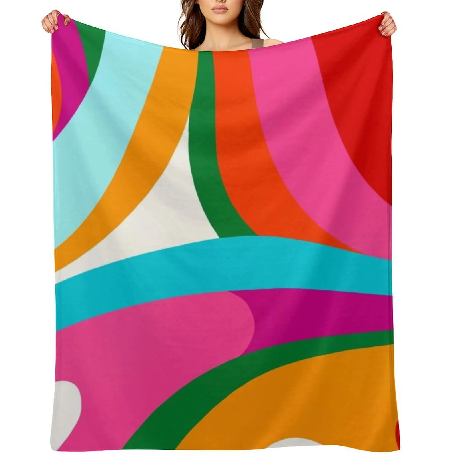 

Colorful Mid Century Abstract 2 Throw Blanket anime Flannels For Decorative Sofa Loose Blankets