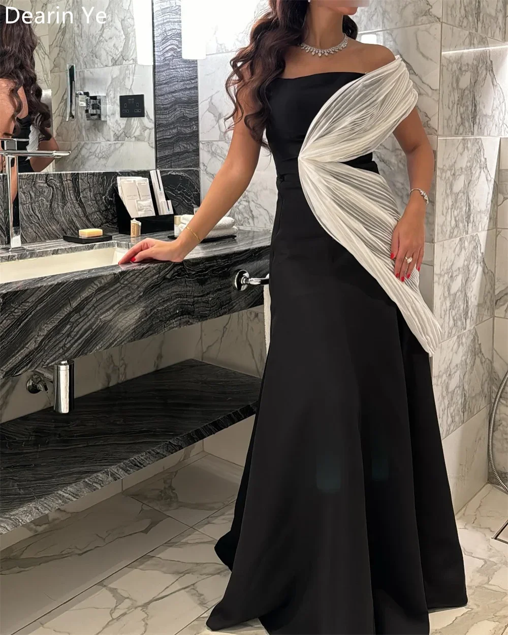 Customized Prom Gown Formal Dearin Off-the-shoulder A-line Floor Length Skirts Draped Ribbon Ruffle Bespoke Occasion Dresses Sau