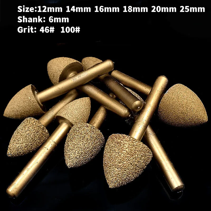 

1Pc Diamond Grinding Head Abrasive Wheel Brazed Grinding Rod Cast Iron Stone Marble Grind Block 6mm Handle Polishing Diamond Bit