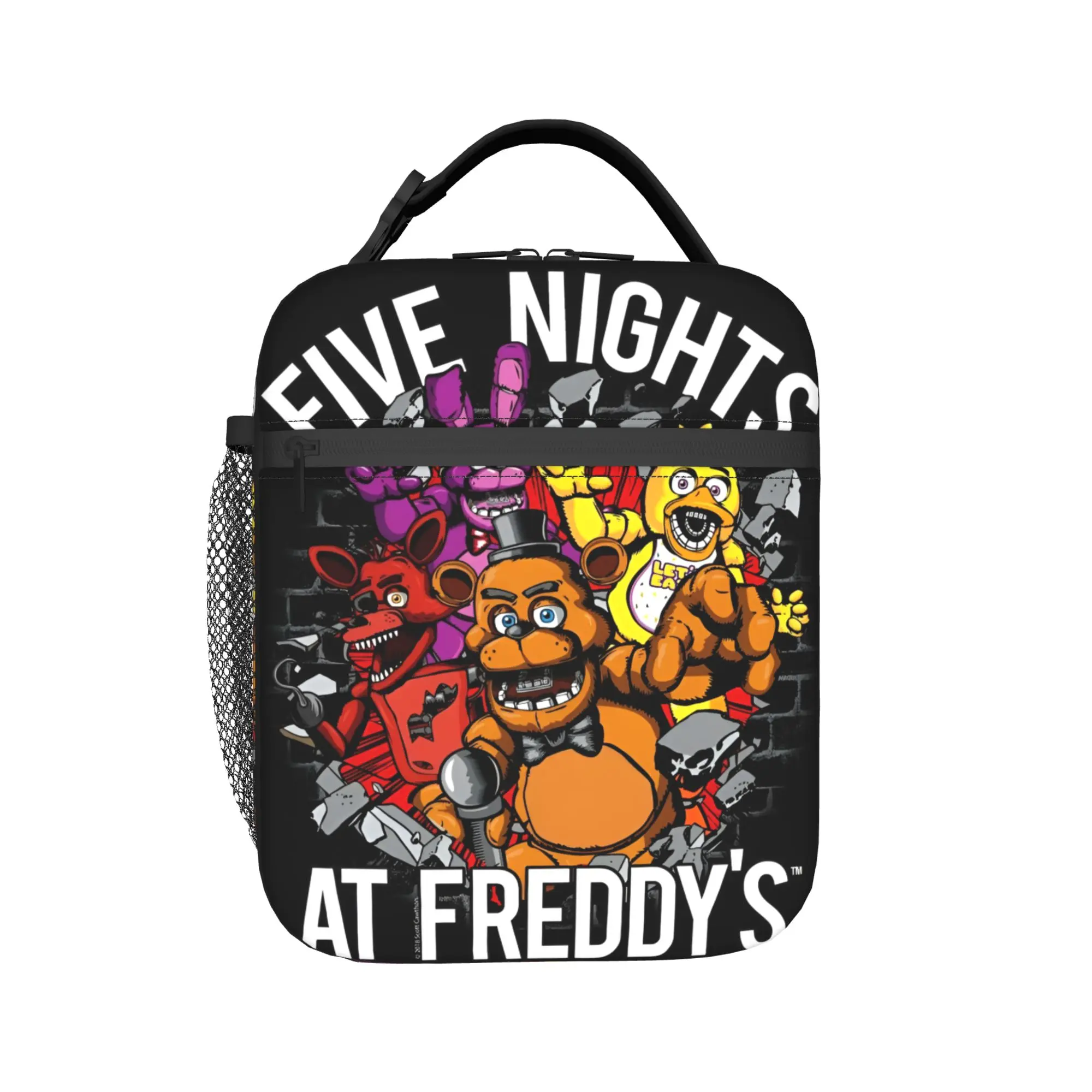 Custom FNAF At Freddys Insulated Lunch Bags for Outdoor Picnic Survival Game Leakproof Cooler Thermal Bento Box Men Women