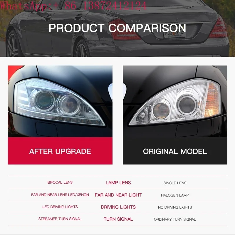 

W221 Headlights for Benz S300 S350 S400 Upgrade LED Headlight 2006-2009 Head Lamp DRL Signal Projector Lens Accessories Modified