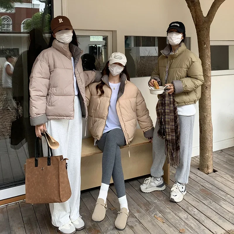 Patchwork Puffer Jacket Women Parkas Winter Quilted Jacket Oversized Coat Streetwear Warm Korean Chic Outerwear Crop Tops New