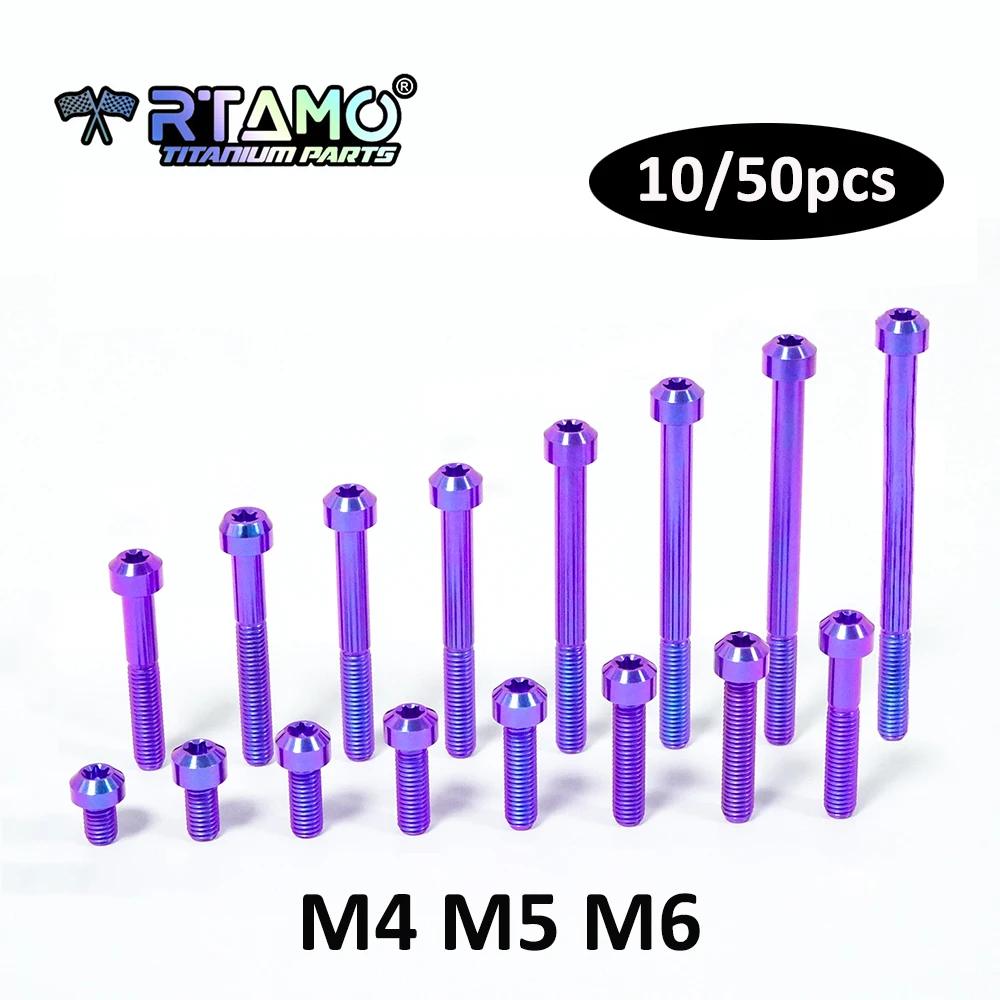 

RTAMO Titanium Bolts M4 M5 M6X10/15/20/25/30/35 for Bike Motorcycle Modification Dressingup Screw