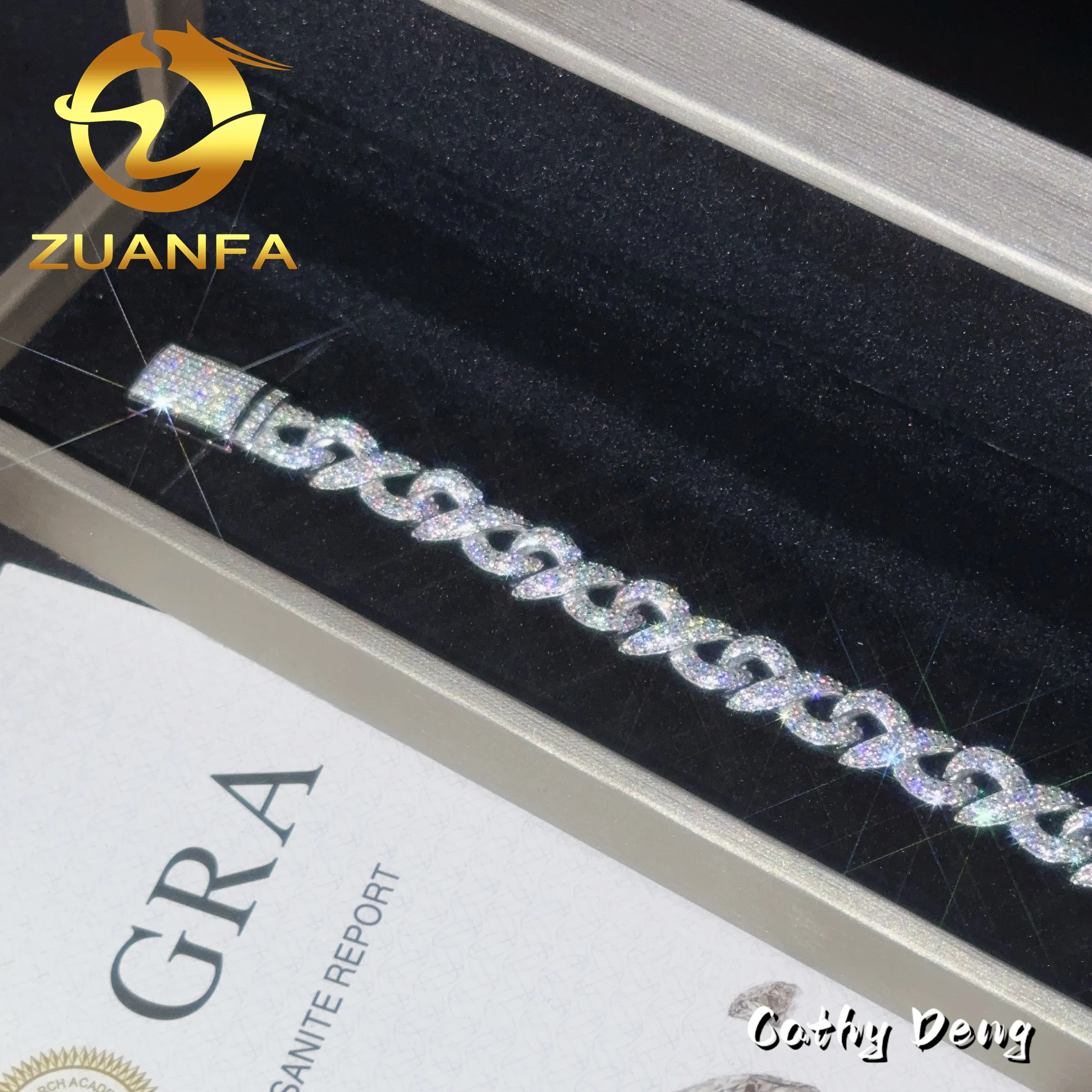 Rapper New Jewelry Hip Hop Bracelet 925 Sterling Silver Moissanite Diamond Cuban Link Bracelet 10mm Men Infinite Bracelet..