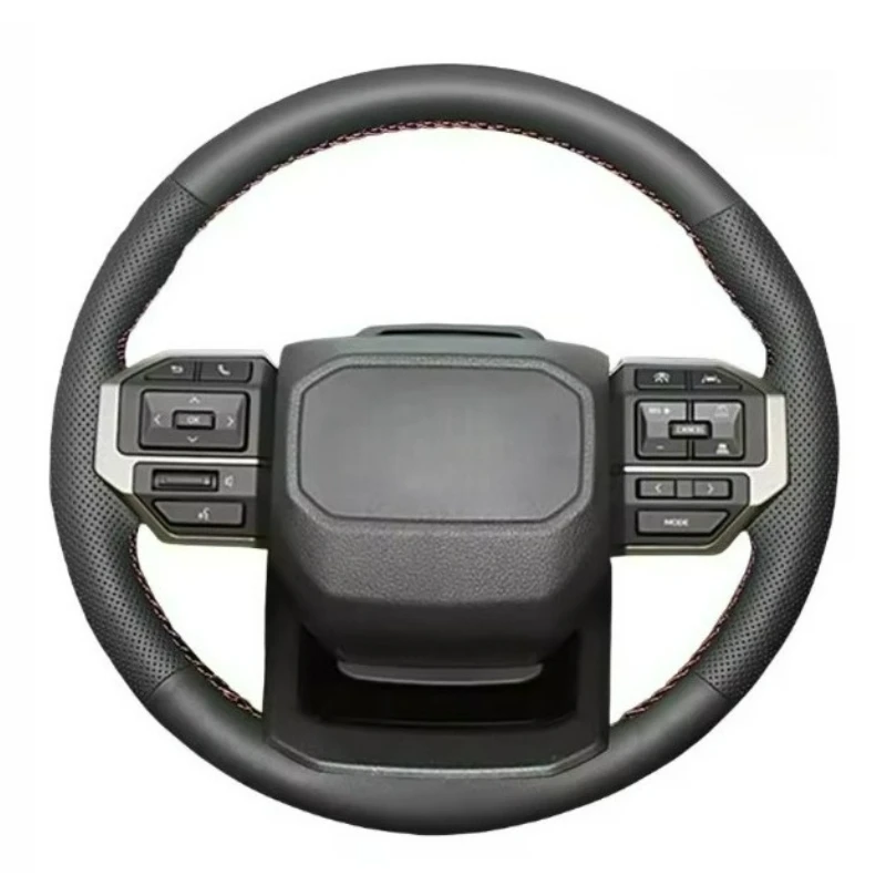 

Аксессуары для интерьера Toyota Prado LC250 2024 2025, сшитый вручную ремонт, нескользящий черный кожаный чехол на руль автомобиля