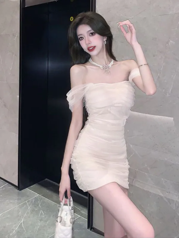 

Sweet And Spicy Girl High Waist Slimming Mesh Wrap around Skirt Korean Style Commute Casual Short Dress Summer Season