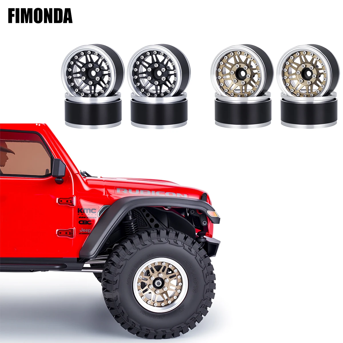 

1.9" Aluminum Beadlock Wheels - Adjustable Offset Wheel Rims for 1/10 RC Crawler, Fits TRX4, Axial SCX10, Redcat GEN8, RC4WD D90