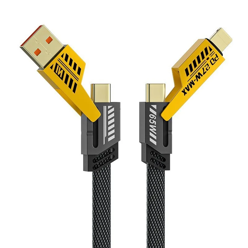 

65W 4-in-1 Type C Fast Charging Cable USB To Type C Lighting Charger Cord for iPhone 16 15 14 13 12 Pro Samsung Xiaomi Huawei