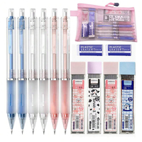 13pcs/set Mechanical Pencil With Bag,400pcs Leads,2 Eraser,0.5 0.7mm Automatic Pencil,Back To School Kawaii Supplies Stationery