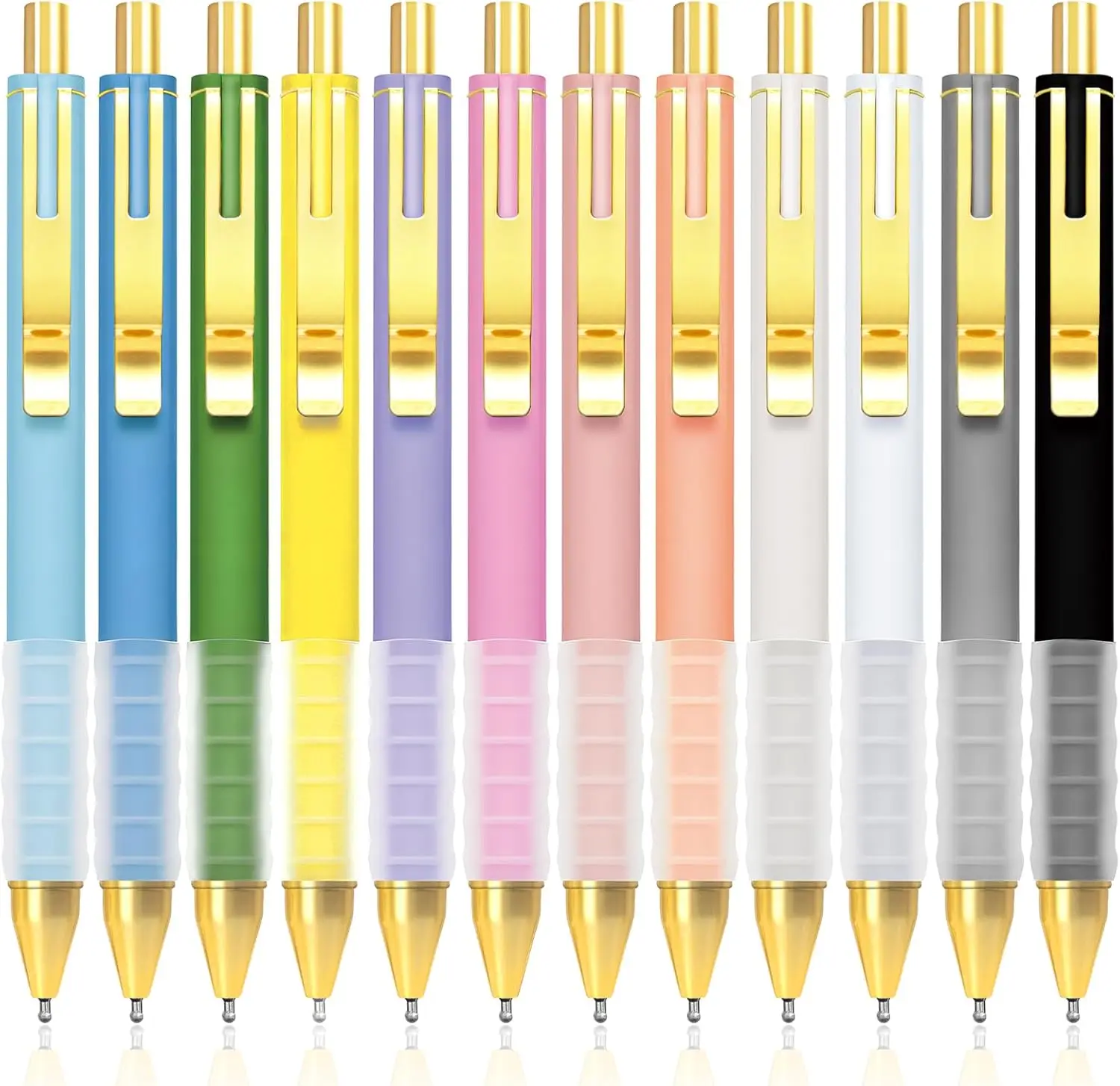 

12 Pack Smooth Writing Ballpoint Pens with Soft Grip, 1.0mm Black Ink for School, Office & Home Use