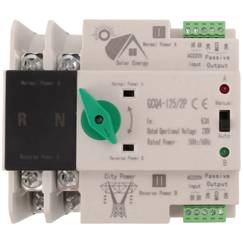 

Photovoltaic Solar Power ATS Automatic Transfer Switch Din Rail 2P AC220V ATS PV System Power To City Power