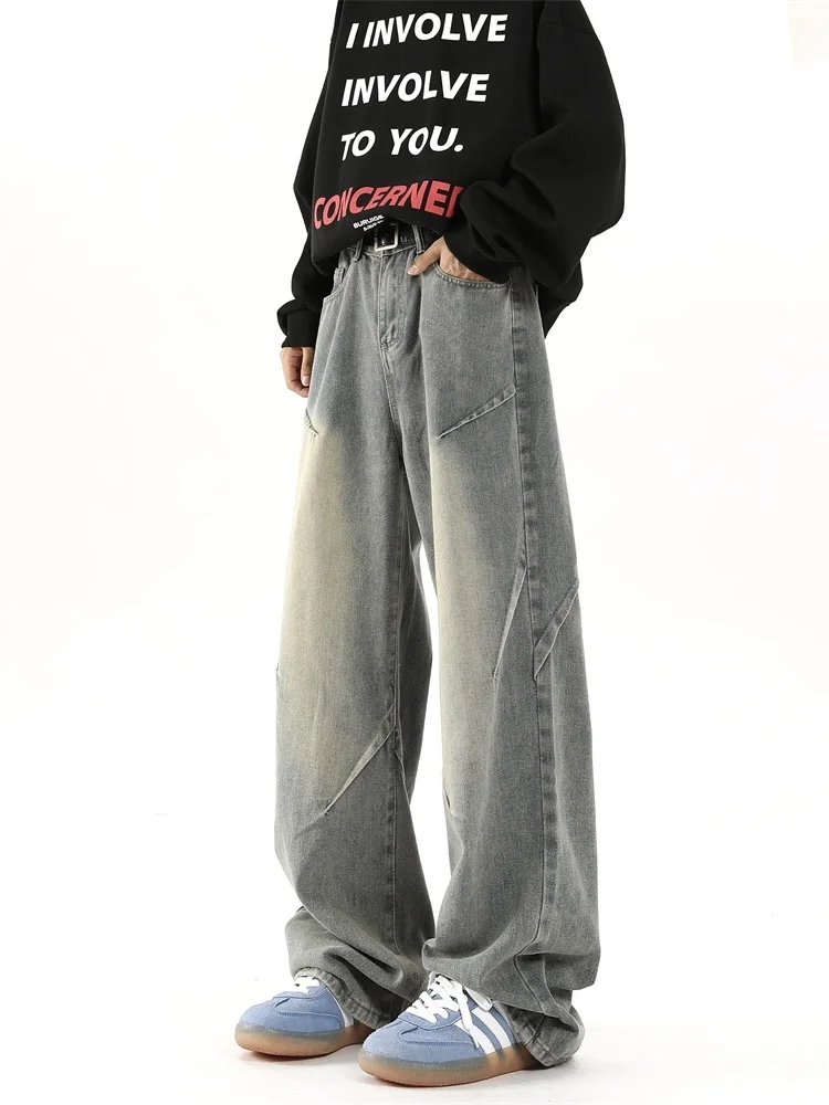 

Waed Vintage Wide Leg Men's Jeans CleanFit Spring Autumn Straight Tube Long Pants American Sle Durable Stretch Denim Jeans