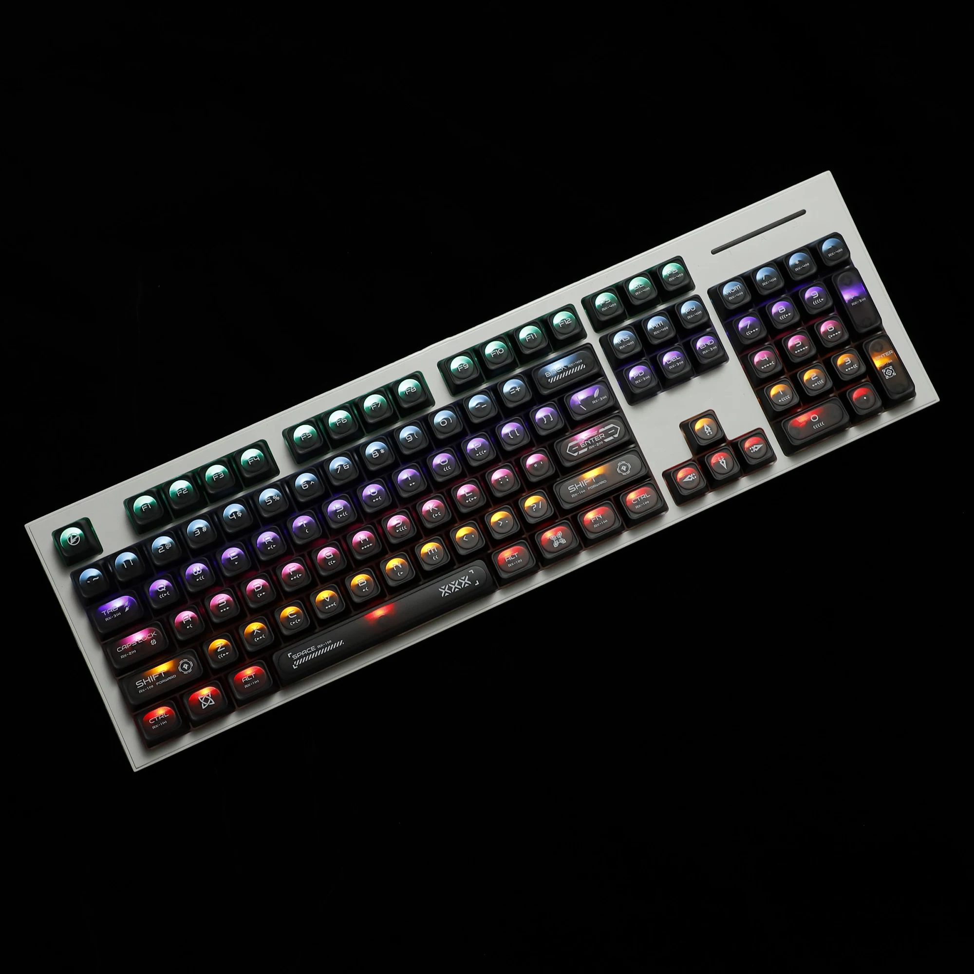 Ymdk gato olho pedra tema fosco 136 teclas perfil máximo brilho através da impressão superior pbt pc teclas personalizadas para teclado mecânico mx