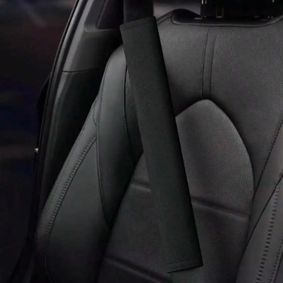 1pc Black Car Seat Belt Shoulder Pad Cover, Long Truck Belt Protector, Universal For All Seasons