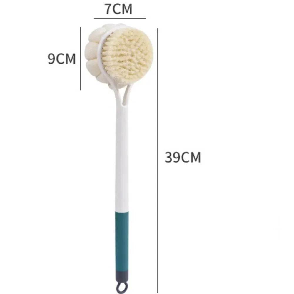 Silicone Double Side Brush Head Back Scrubber Shower Brush With Long Handle Dry Skin Exfoliating Body Massage Cleaning Tools