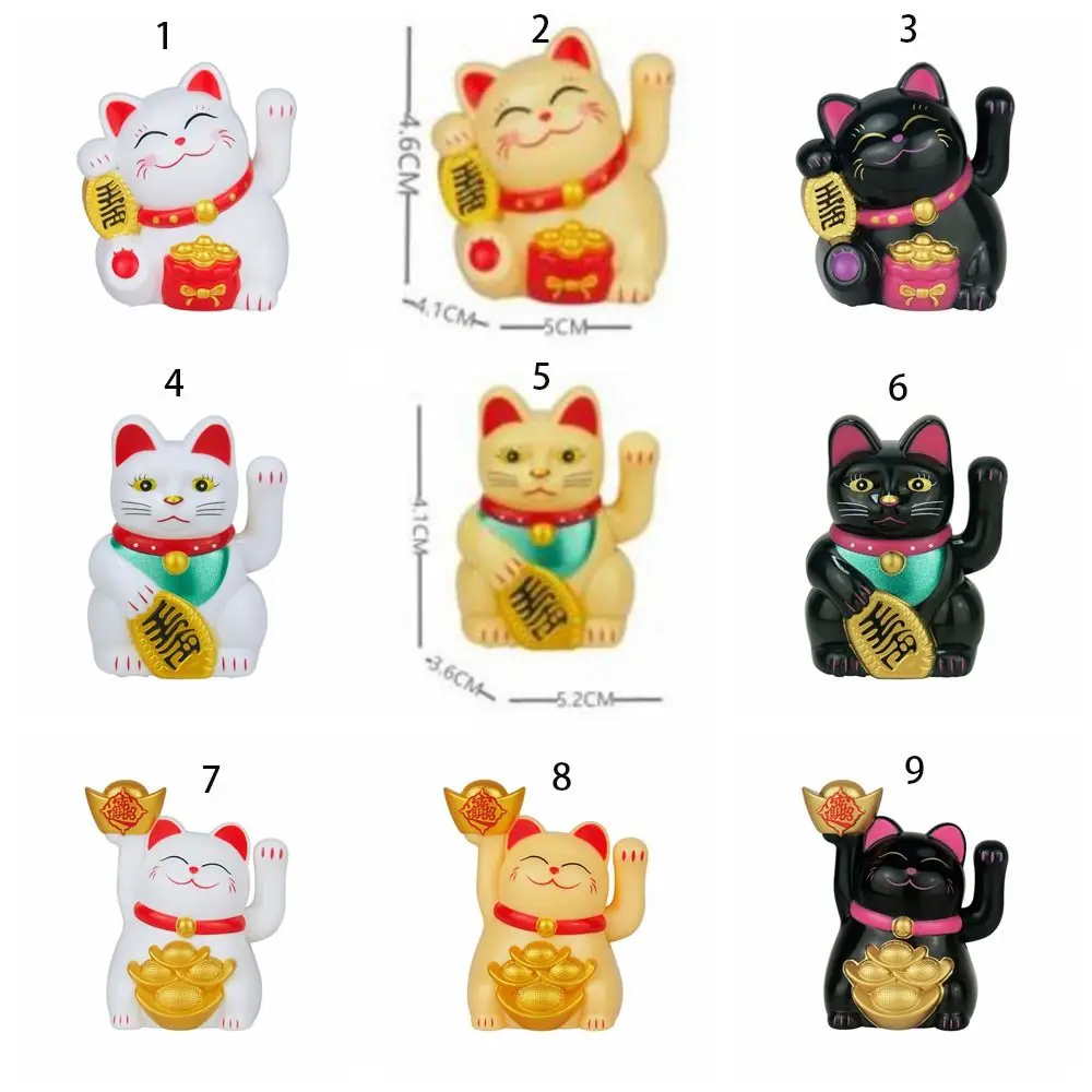 Hands Solar Power Automatic Waving Car Accessories Mini Desktop Ornament Lucky Cat Sculpture Feng Shui Cat Miniatures Figurines