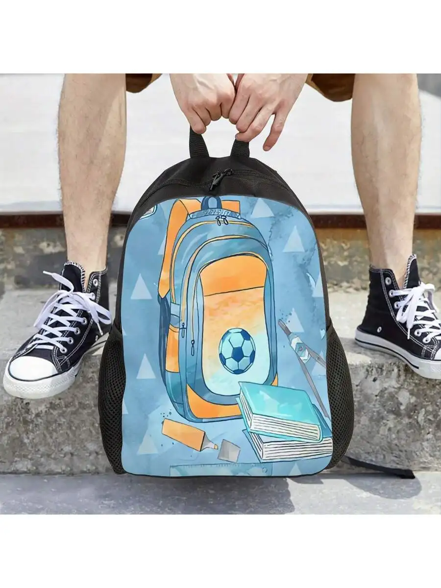 

Soccer Themed Backpack For Adults - Lightweight Daily Use Bag With Book Laptop Gym Travel Function