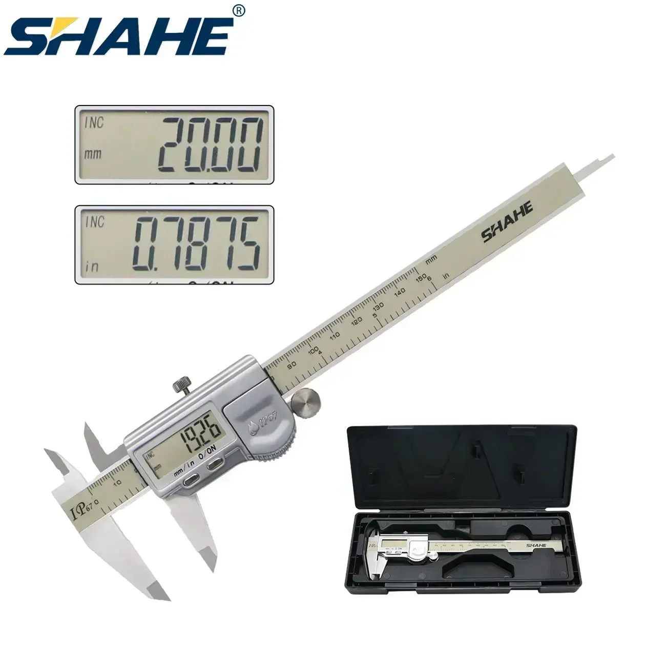 0.01 mm 150/200/300 mm IP67 Waterproof High Precision Digital Vernier Caliper Electronic Caliper Stainless Steel Measuring Tools